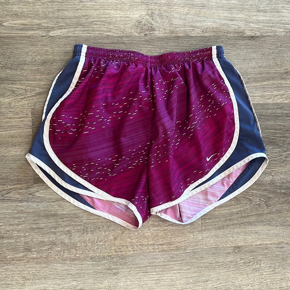 Women’s Nike Dri-fit Purple Patterned Athletic Running Shorts Size Small
